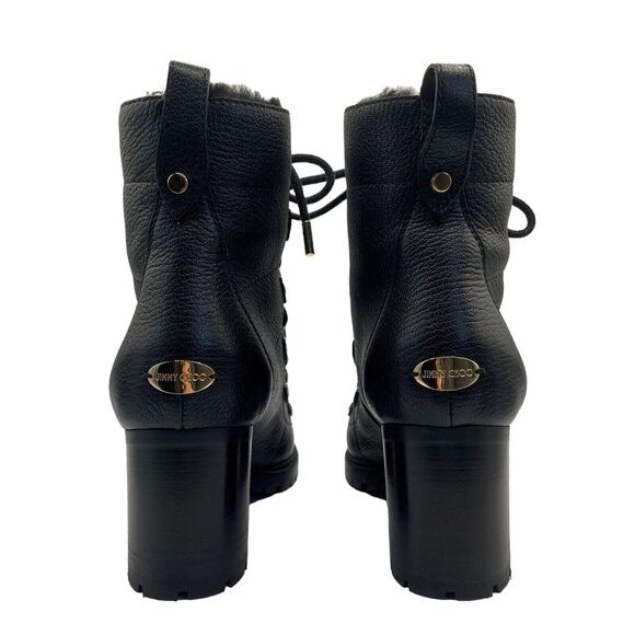 Jimmy Choo Hillary 65 Leather Heeled Shearling Ankle Boots Size 39 US 9 - Picture 5 of 12